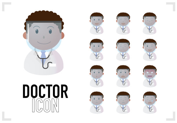 一组矢量插图的医生的破裂图标图片下载