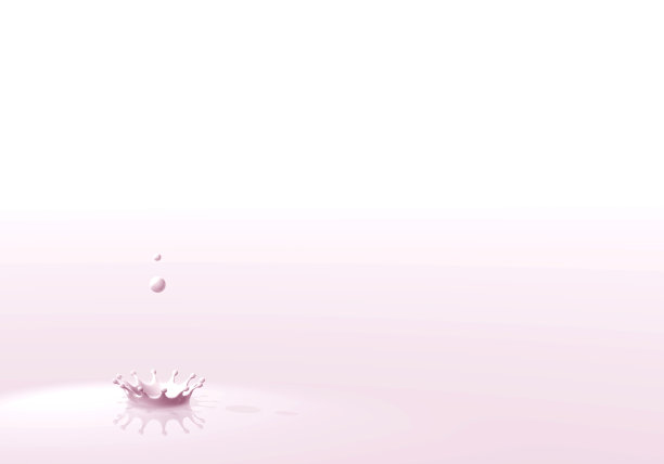 浅粉色草莓牛奶滴和牛奶皇冠，3D插图图片下载