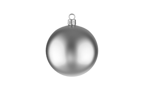 银色圣诞球模型模板在孤立的白色背景，3d插图图片下载
