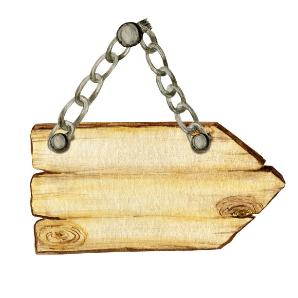 水彩木箭头招牌，空空白孤立。一套古老的，复古的手绘木材横幅，木板，木板。插图与文字空间。寻路信息的标志。图片下载