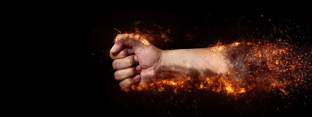 一个伸出拳头的手势的3D插图图片下载