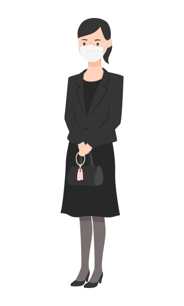 一个穿着丧服戴着面具的女人的插图。图片下载