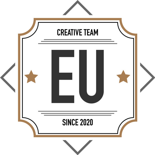 首字母eu在优雅的盒子标志设计图片下载