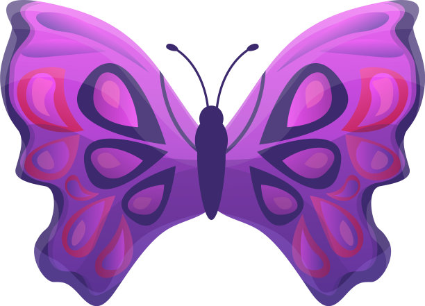 紫色蝴蝶图标卡通风格图片下载
