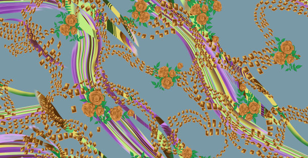 带有装饰性边的民族印花手帕。老式纺织集合。图片下载