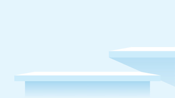 墙壁上的木板架浅蓝色粉彩柔和的颜色，现代的展示架展示在空间墙壁上的房间，可爱别致的柜台桌面板装饰，空桌面面板，背景复制空间图片下载