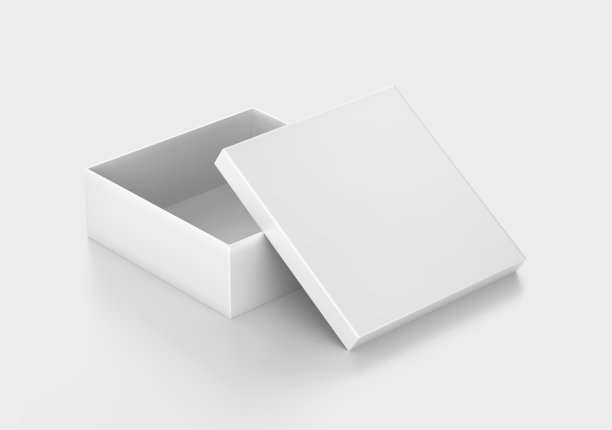 白色方盒模型，空白鞋盒包装容器，3d渲染孤立的光背景图片下载