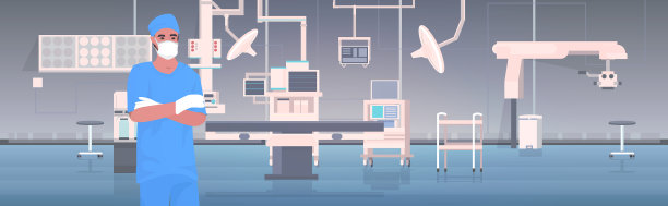 男医生外科医生戴防护口罩和手套图片下载