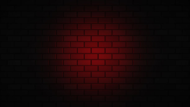 红色霓虹灯在空白的砖墙与复制空间图片下载