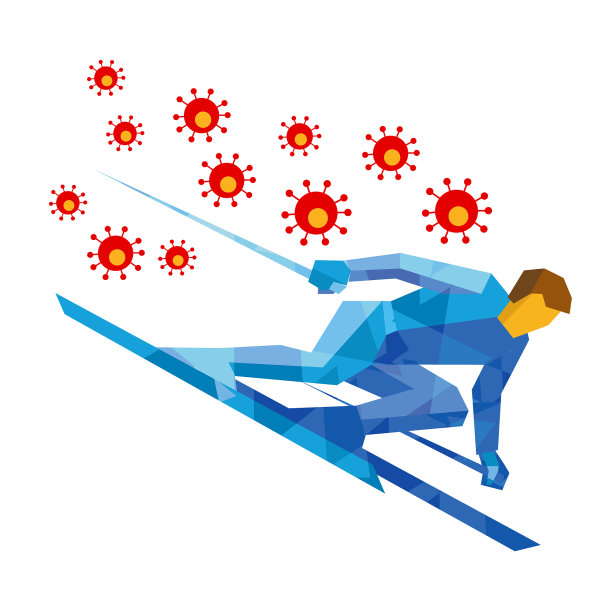 卡通滑雪者正在追逐很多病毒图片下载