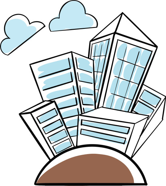 现代卡通手绘建筑为图标标志图片下载