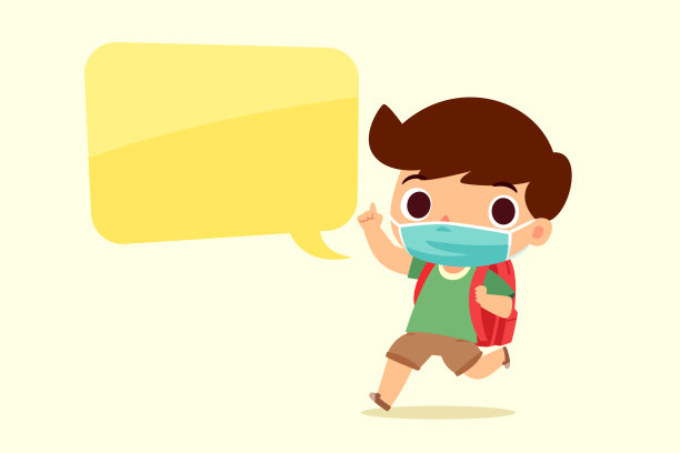 一个男孩背着背包，戴着口罩图片下载