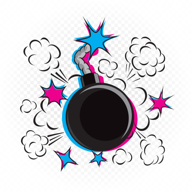 彩色小故障形状的炸弹标志图片下载