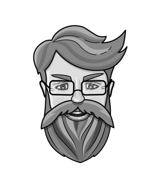 《阿凡达》,图标。黑白矢量插图的男性脸。图片下载