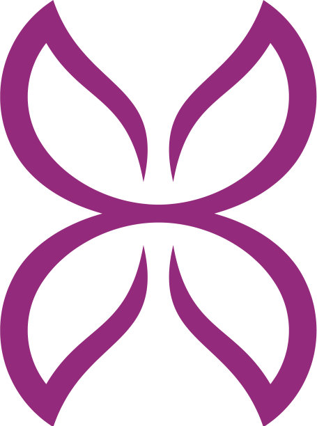 紫色翅膀蝴蝶或叶子标志模板图片下载