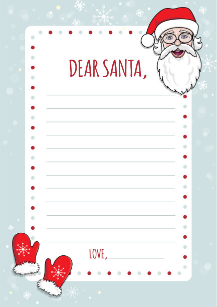 一封给圣诞老人的信模板。图片下载