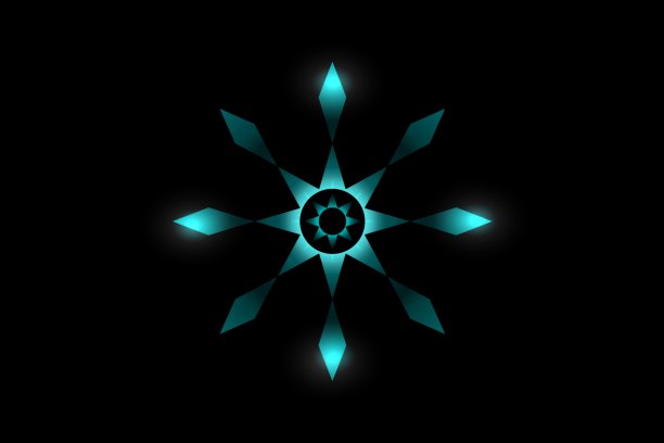 抽象的蓝绿色烟花与灯光效果的黑色背景。图片下载