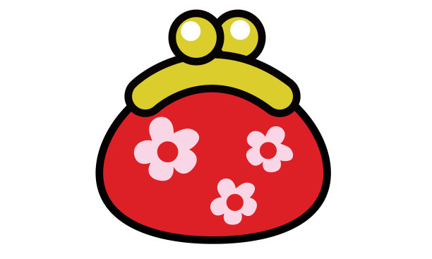 红色钱包与日本花卉图案图片下载