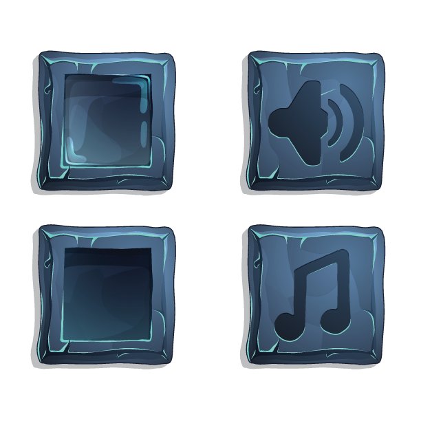 矢量卡通风格的游戏界面图标集。图片下载