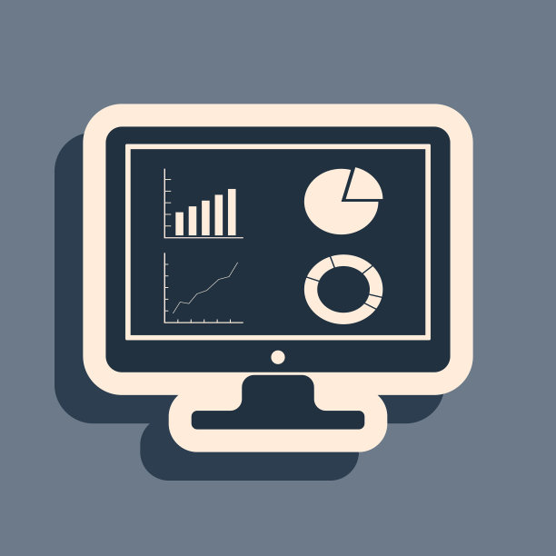 黑色电脑显示器与图表图标图片下载