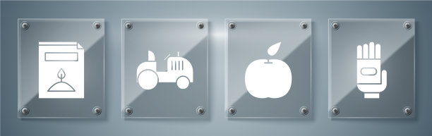 设置园艺手套，苹果拖拉机和一包图片下载