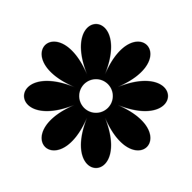 洋甘菊平黑色图标孤立在白色上图片下载