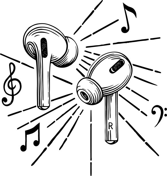 耳机无线素描图标图片下载