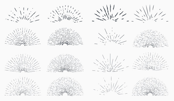 集复古手绘太阳射线设计图片下载