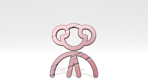 老人用两盏灯投下影子。金属雕塑的3D插图在一个白色的背景与温和的纹理。建筑和建筑图片下载