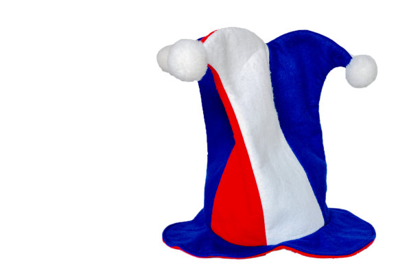 球迷们在一个孤立的白色背景下帽子足球欢呼图片下载