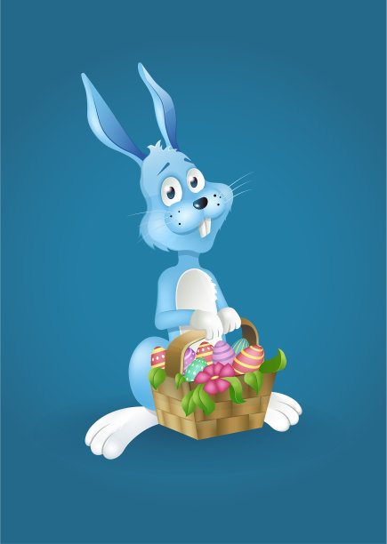 复活节兔子兔子拿着篮子复活节蛋图片下载
