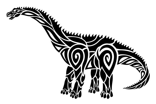 部落纹身艺术与程式化的黑色梁龙图片下载