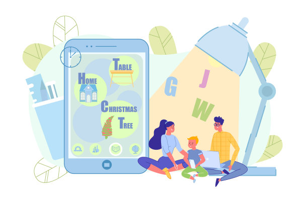 为幸福家庭隐喻的在线学习服务图片下载