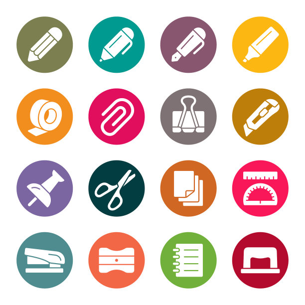 文具彩色矢量图标图片下载