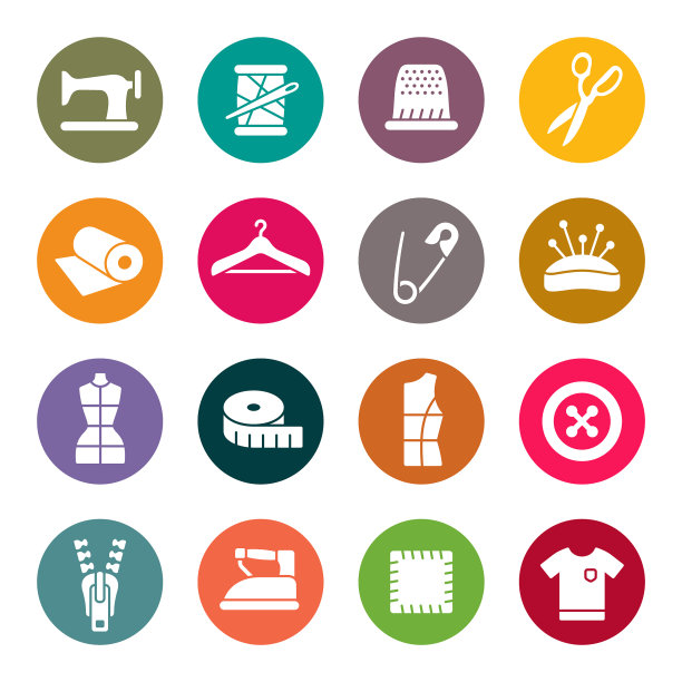 缝制彩色矢量图标图片下载