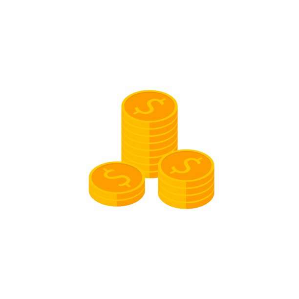 金币堆叠白色背景等距视角图标矢量素材图片下载