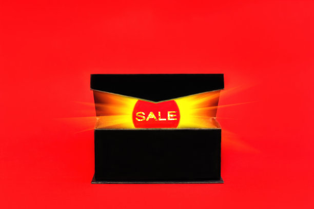 黑色盒子里红色的发光标签图片下载