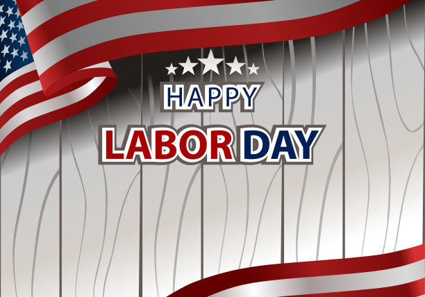 挥舞着美国国旗快乐的劳动节在9月横幅背景图片下载