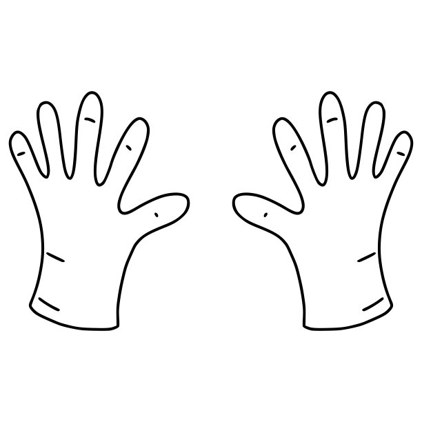 手绘防护手套隔离在白色背景上。涂鸦矢量插图。图片下载