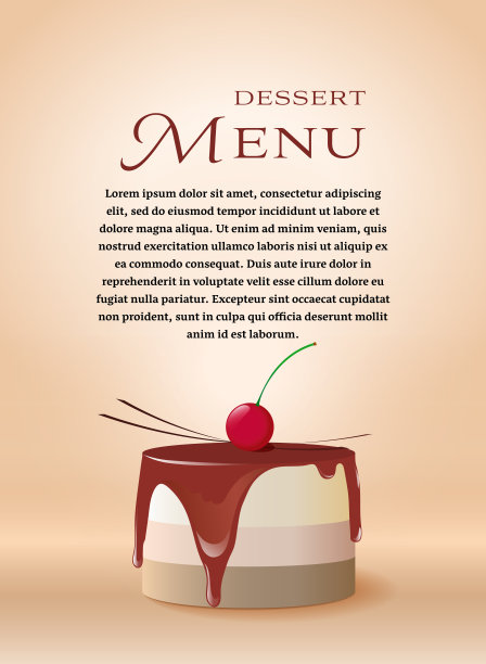 为餐厅的甜点菜单打掩护。矢量插图。图片下载