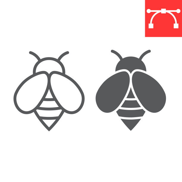 蜜蜂线和字形图标，昆虫和蜂蜜，蜜蜂符号矢量图形，可编辑的笔触线性图标，eps 10。图片下载