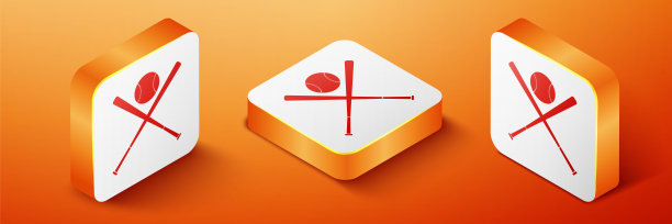 2.5D交叉棒球棒和球图标图片下载