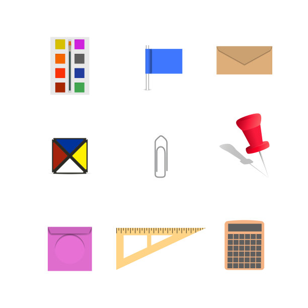 一套图标办公室和学校，矢量插图。图片下载