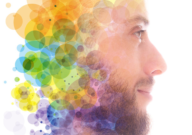 一幅结合了数字插图的肖像图片下载