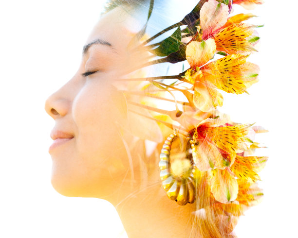 超现实创意双曝光人像图片下载