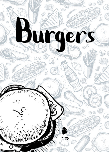 汉堡复古手绘海报图片下载