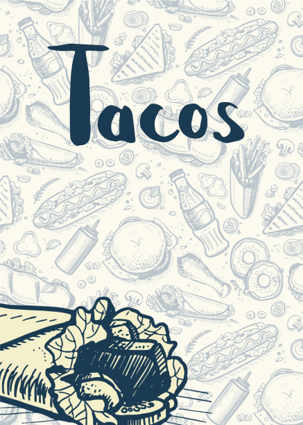 墨西哥玉米卷复古手绘海报图片下载