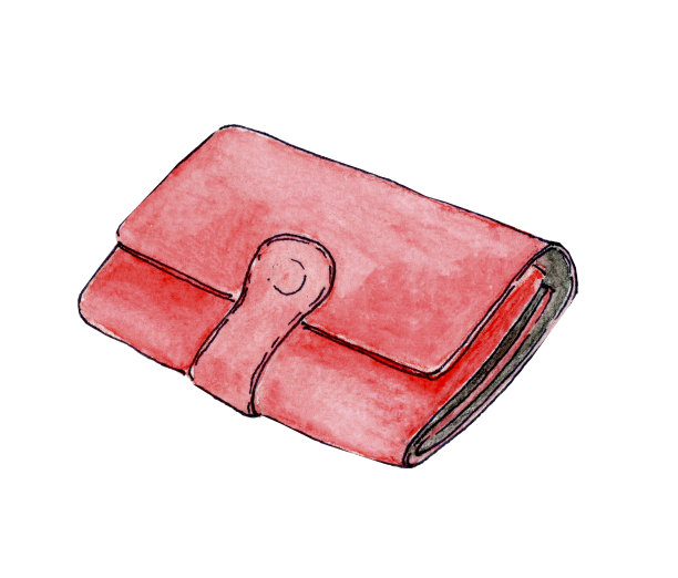 手绘孤立红色钱包图片下载