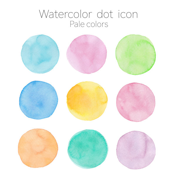 点图标画在水彩。苍白的9个颜色。图片下载