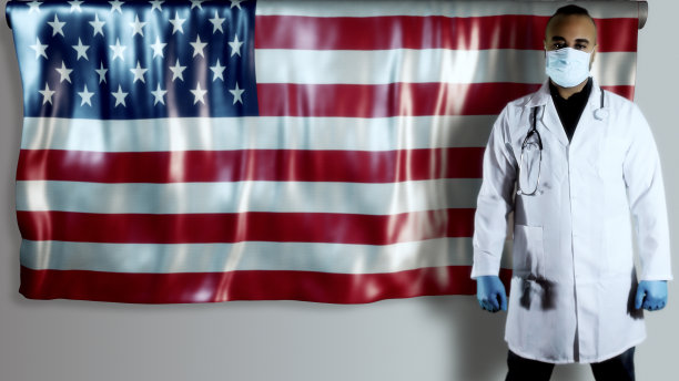 医生对抗美国国旗的数字合成图片下载